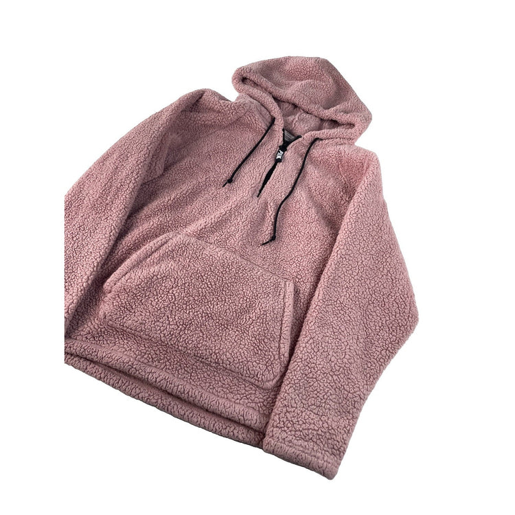 Women’s PINK Victorias Secret Pink Faux Fur Quarter Zip Sweater Size Medium
