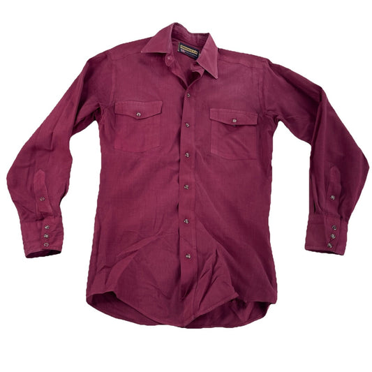 Mens Fanhandle Slim Maroon Longsleeve Button Up Collard Shirt Size 14 1/2, 33