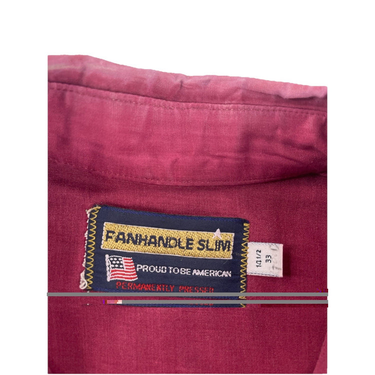 Mens Fanhandle Slim Maroon Longsleeve Button Up Collard Shirt Size 14 1/2, 33