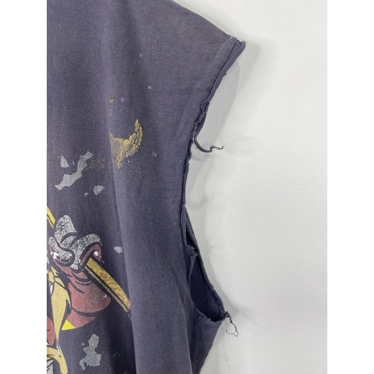 Men’s Blue Custom Vintage Looney Tunes Shirt Sleeveless Sz Large
