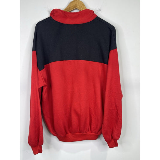 Men’s OG Red And Black Vintage Nike NBA MJ Chicago Bulls Half Zip Hoodie Sz L