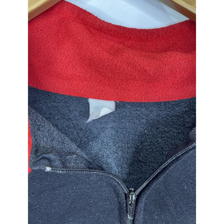Men’s OG Red And Black Vintage Nike NBA MJ Chicago Bulls Half Zip Hoodie Sz L