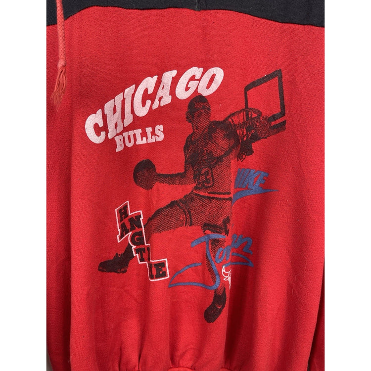 Men’s OG Red And Black Vintage Nike NBA MJ Chicago Bulls Half Zip Hoodie Sz L