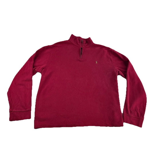 Mens Polo Ralph Lauren Size Large Red Quarter Zip With Brown Pony Logo
