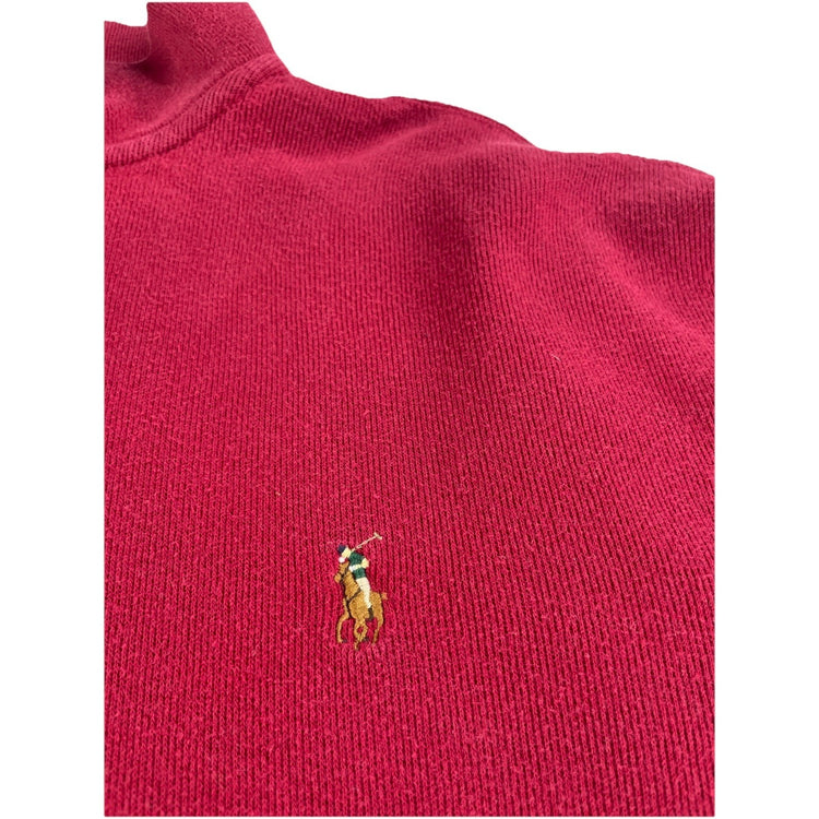 Mens Polo Ralph Lauren Size Large Red Quarter Zip With Brown Pony Logo