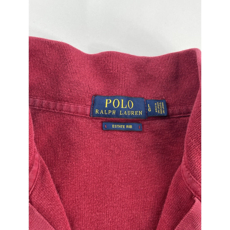 Mens Polo Ralph Lauren Size Large Red Quarter Zip With Brown Pony Logo