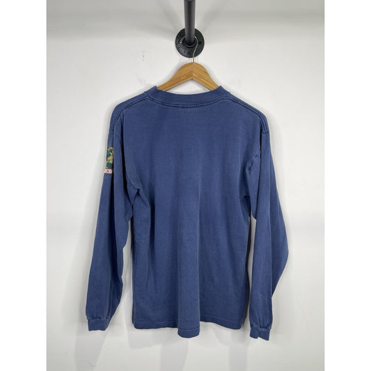 Men’s Blue Vintage Endangered Giant Panda Grapichic Long Sleeve Shirt Sz Medium