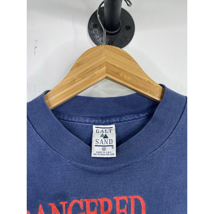 Men’s Blue Vintage Endangered Giant Panda Grapichic Long Sleeve Shirt Sz Medium