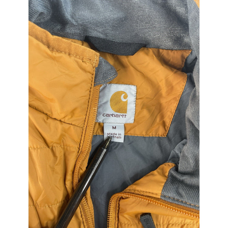 Men Carhartt Quilted Insulated Vest Brown Zip Up Size M