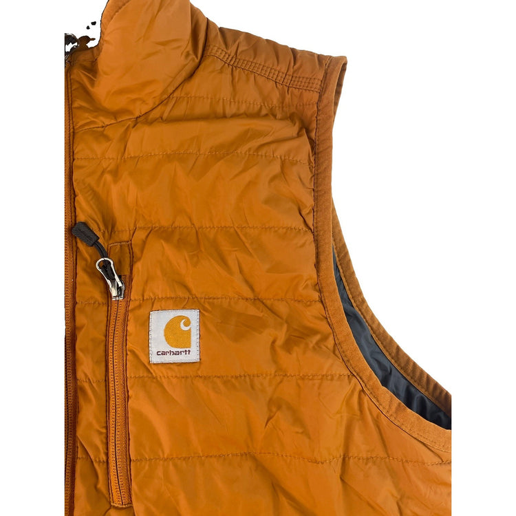 Men Carhartt Quilted Insulated Vest Brown Zip Up Size M