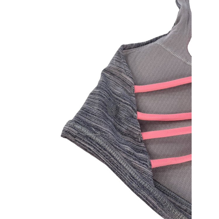 Womens Lululemon Heathered Gray Neon Pink Strappy Sports Bra Size 4