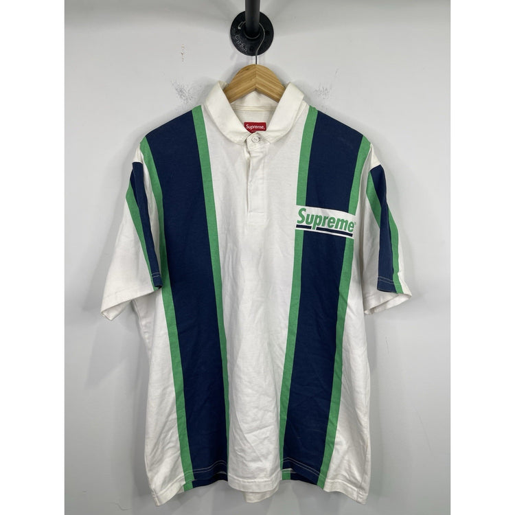 Mens Supreme White Ruby Button-up Polo Shirt Sz Large