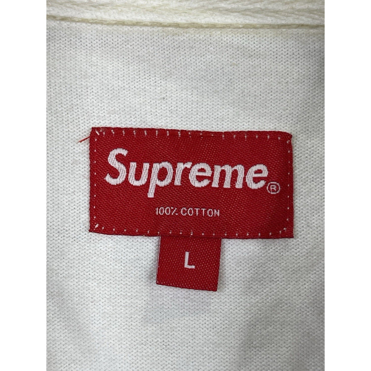 Mens Supreme White Ruby Button-up Polo Shirt Sz Large