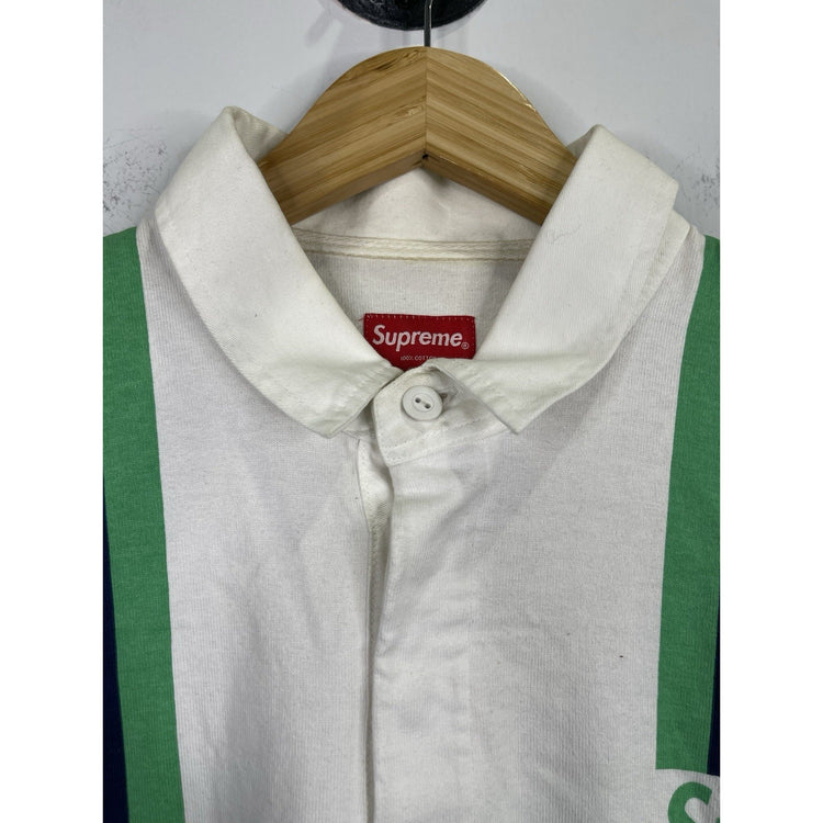 Mens Supreme White Ruby Button-up Polo Shirt Sz Large