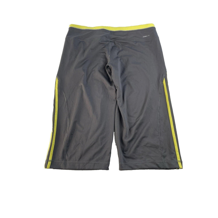 Womens Adidas Gray & Yellow Climate Cropped Capri Workout Pants Size Large
