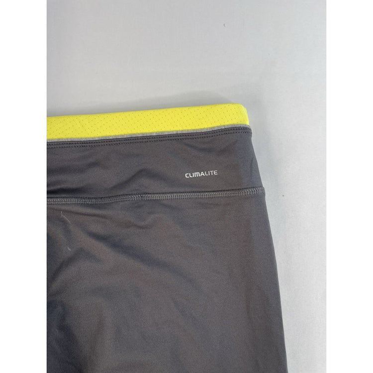Womens Adidas Gray & Yellow Climate Cropped Capri Workout Pants Size Large