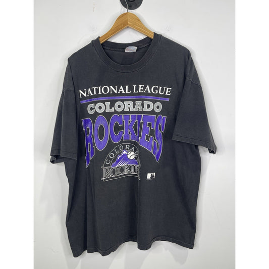 Mens VTG 1992 Colorado Rockies National League Single Stitch Black TShirt Sz 2xL