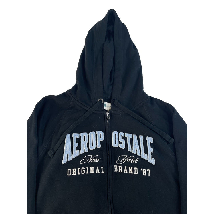 Womens Aeropostale Black Zip Up Hoodie Sweatshirt Size XXL
