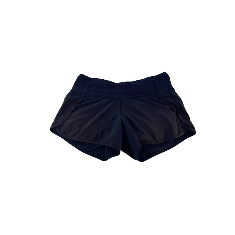 Womens Lululemon Black Speed Up Low Rise Lined Mesh Gym Running Shorts Size 6