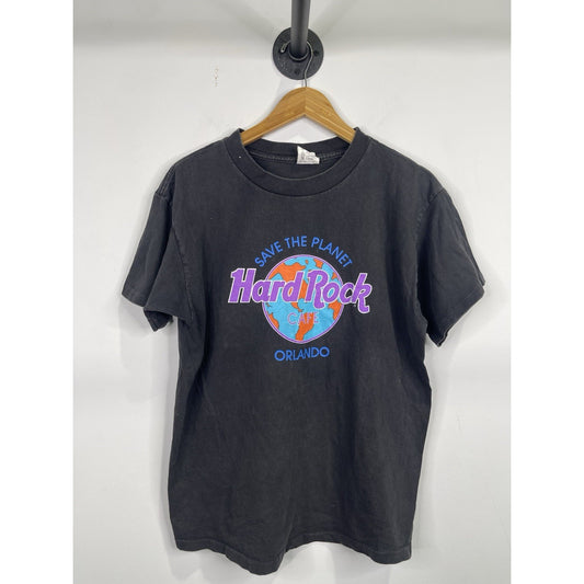 Vtg 90's Hard Rock Cafe Save The World Orlando Florida Black T-Shirt Size L