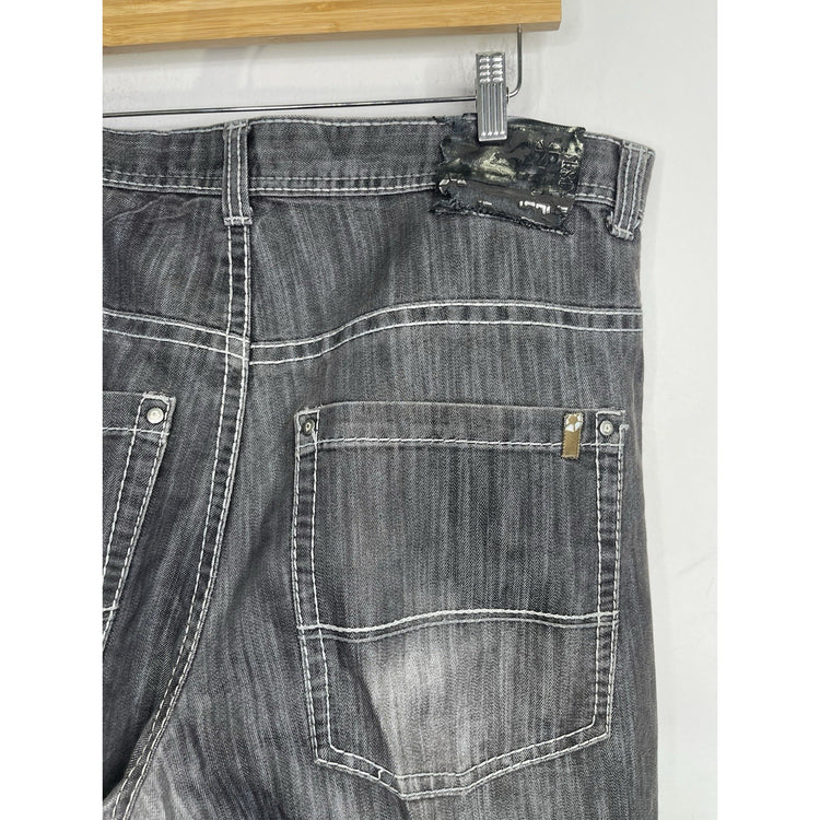 VTG Y2K Men’s Distressed Dark Wash Gray Southpole Baggy Denim Jeans 38x32