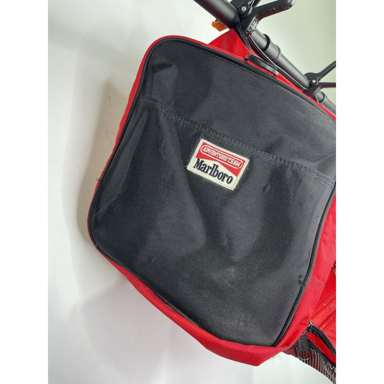 VINTAGE Marlboro Duffel Bag Red Adventure Team Luggage New 26" Pockets Tobacco