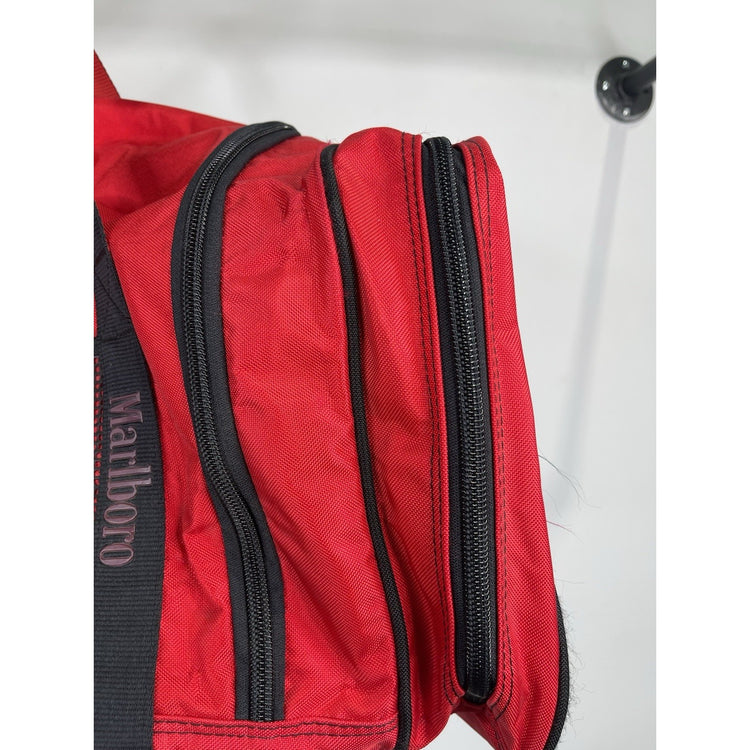VINTAGE Marlboro Duffel Bag Red Adventure Team Luggage New 26" Pockets Tobacco