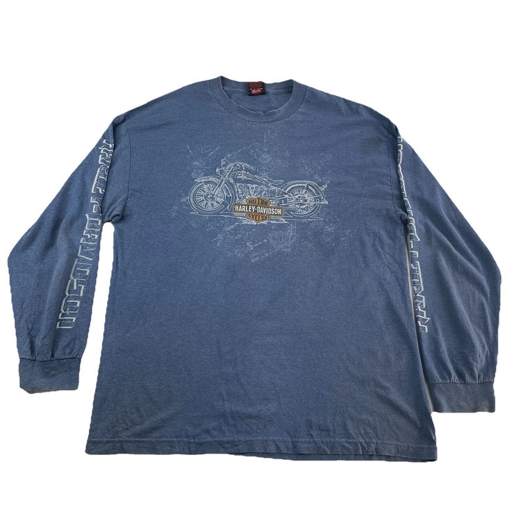 Mens Harley Davidson Blue Loma Linda CA Longsleeve T Shirt Size XL