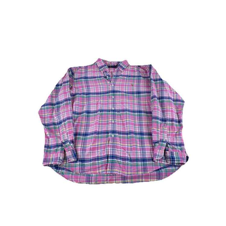 Mens Polo Ralph Lauren Pink Plaid Button Down Shirt Size XXL