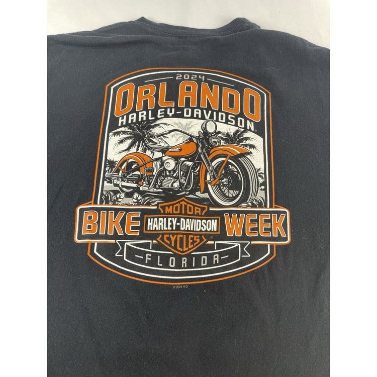 Mens 2024 Harley Davidson Black Orlando FL Bike Week T Shirt Size 2XL