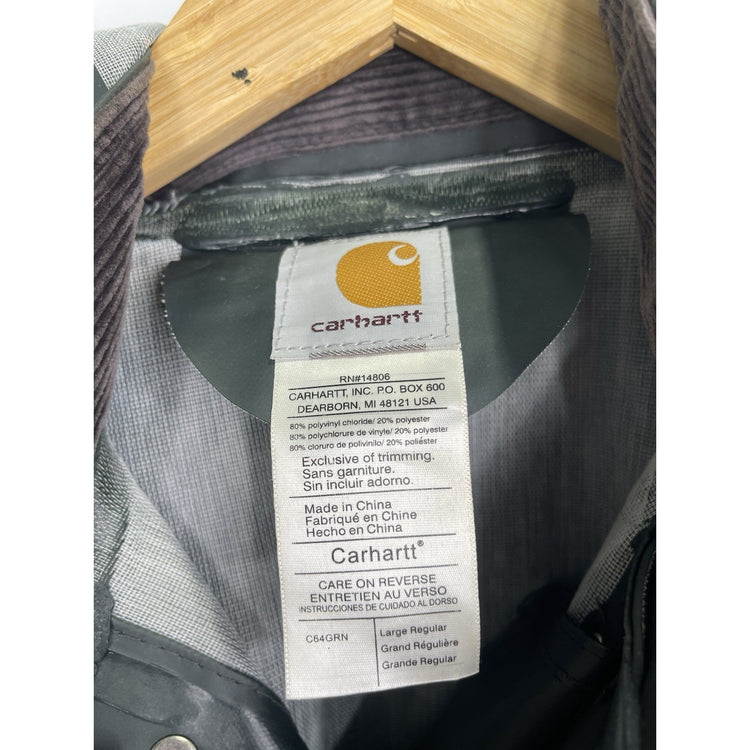 Carhartt Green Waterproof PVC Hooded Jacket Nylon Men’s Large