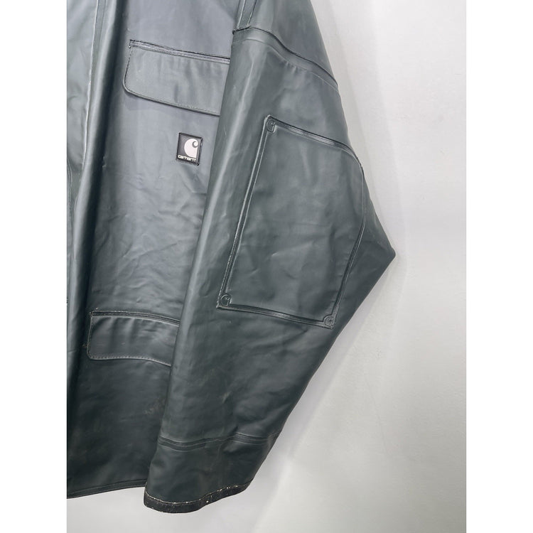 Carhartt Green Waterproof PVC Hooded Jacket Nylon Men’s Large