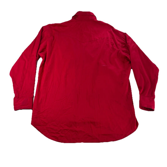 Men’s Wrangler Classic Western Red ButtonUp LongSleeve Shirt Size Xl