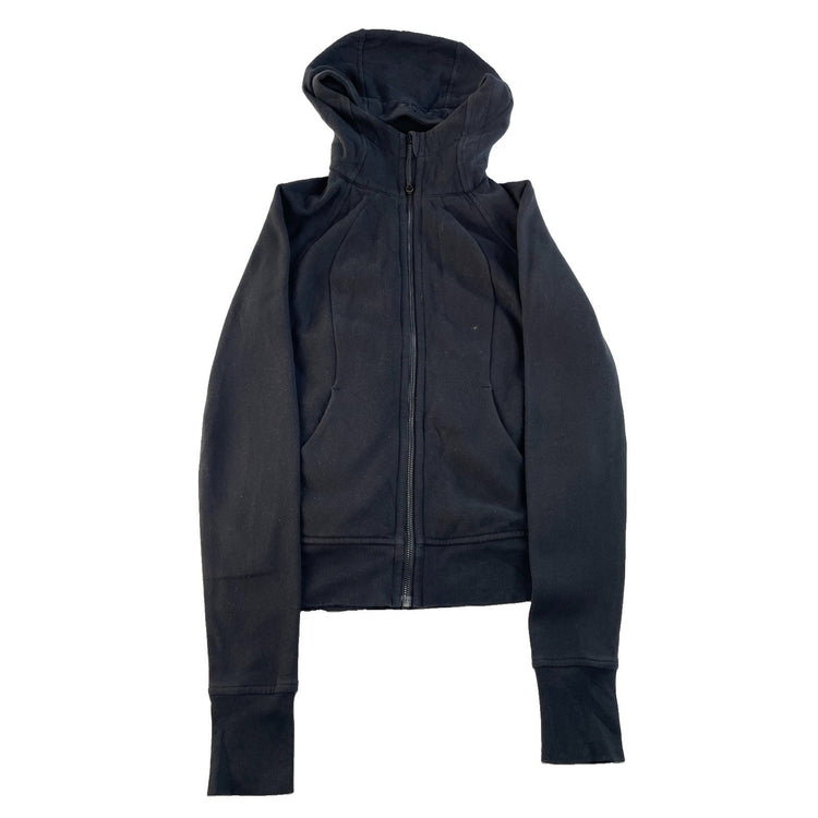 Women's Lululemon Black Zip-Up Hooded Jacket With Thumbholes Size 2
