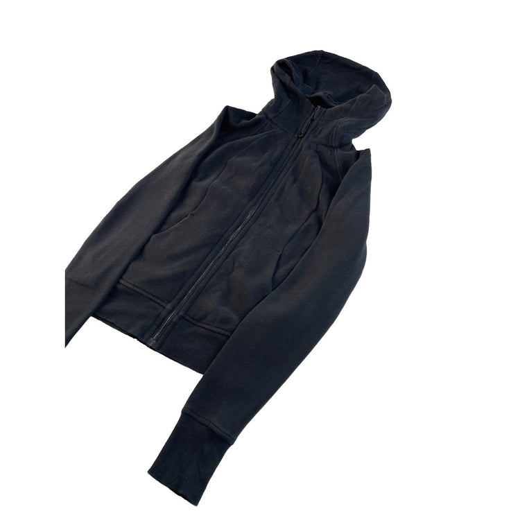 Women's Lululemon Black Zip-Up Hooded Jacket With Thumbholes Size 2