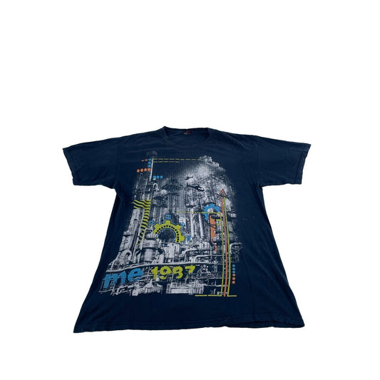 Mens Vintage Industrial Factory Theme 1987 Graphic T-Shirt Size L