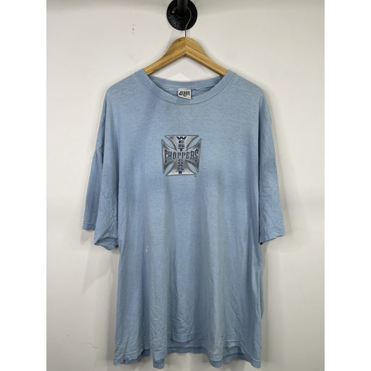 Vintage Mens Light Blue 3XL Jesse Who West Coast Choppers T-shirt