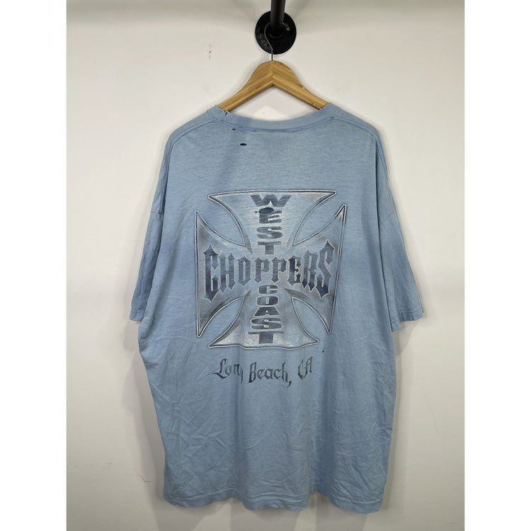 Vintage Mens Light Blue 3XL Jesse Who West Coast Choppers T-shirt