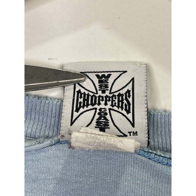 Vintage Mens Light Blue 3XL Jesse Who West Coast Choppers T-shirt
