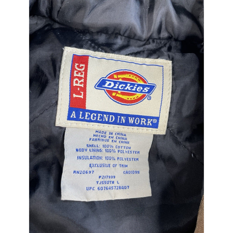 Men's Dickies Quilted Lined Hooded Canvas Jacket Brown Size L