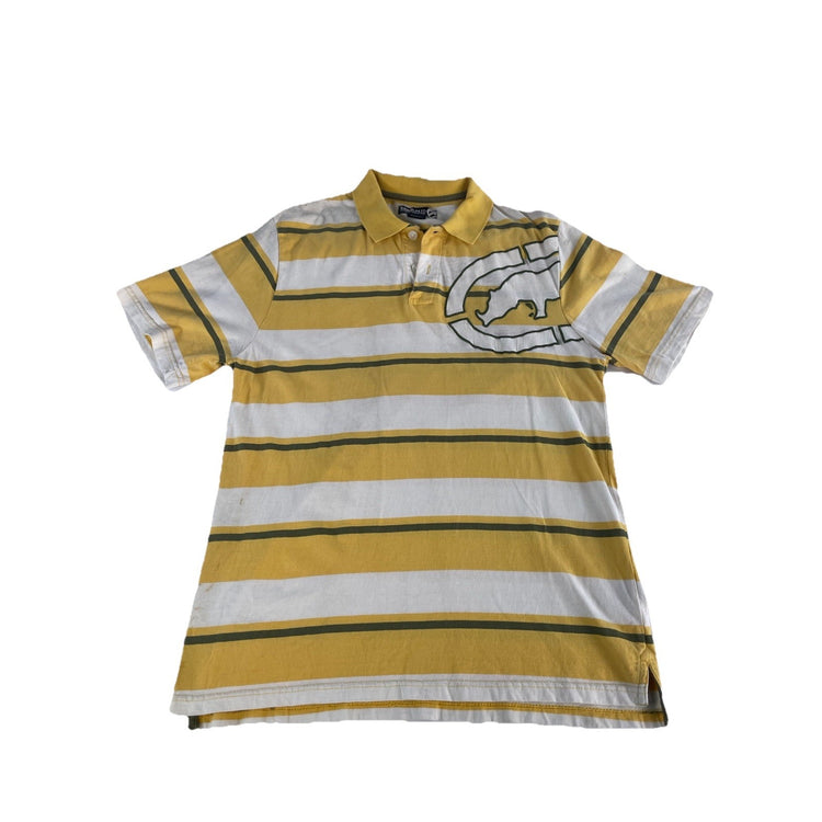 Mens Ecko UNLTD Multicolor Striped Logo Print Polo Tee Size L