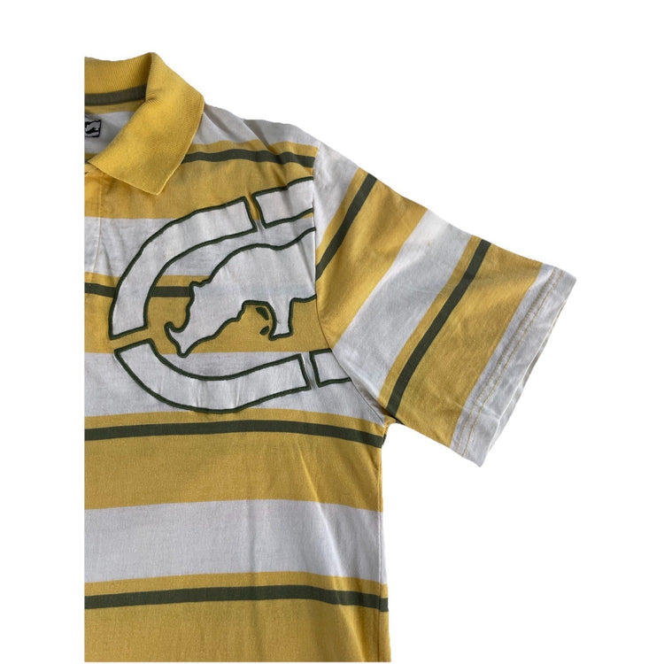 Mens Ecko UNLTD Multicolor Striped Logo Print Polo Tee Size L