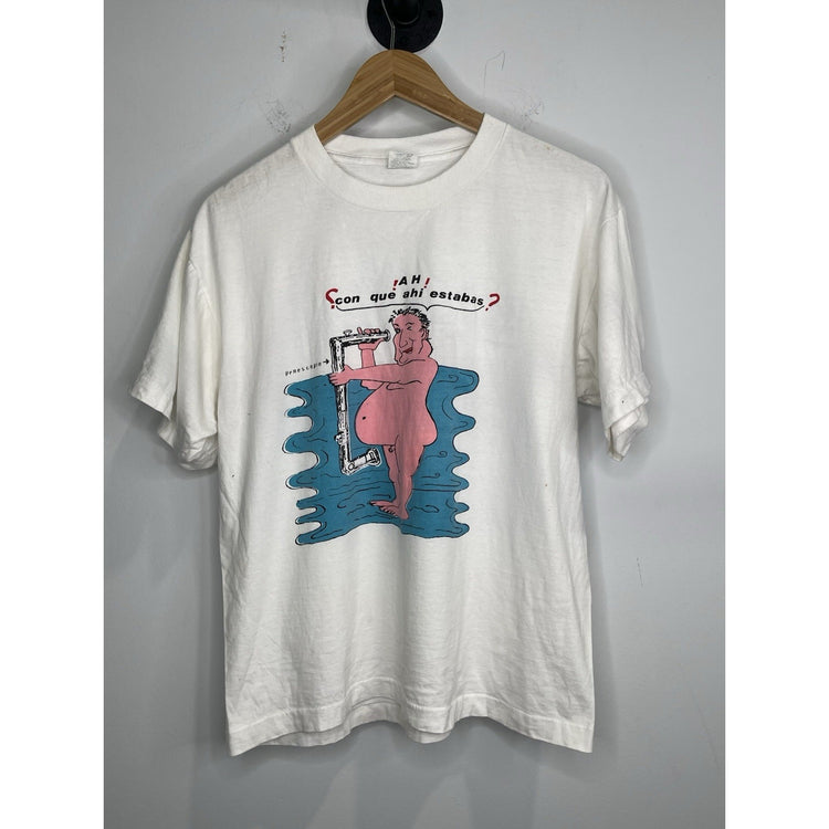 Mens Salvador Funny Adult White T-shirt Sz Large