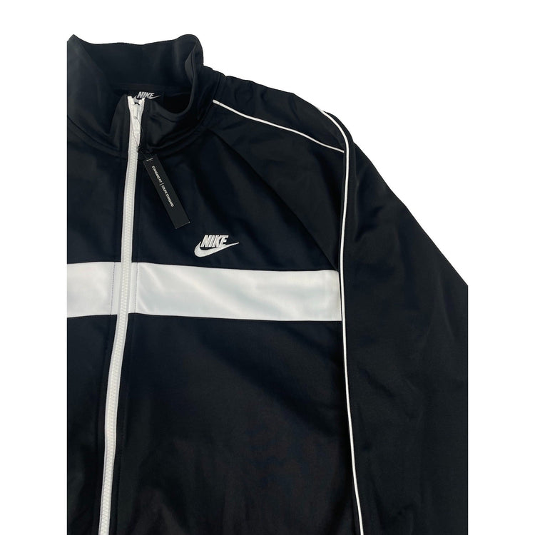 Mens Nike NWT Black White Chest Stripe Full Zip Track Jacket SIZE XXL