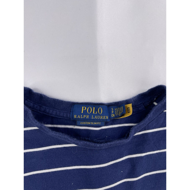 Mens Polo Ralph Lauren Size Small Striped Navy Blue Short Sleeve
