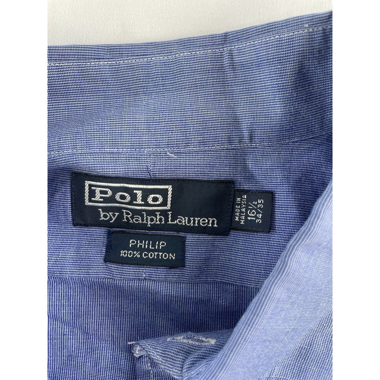 Mens Polo Ralph Lauren Blue Long Sleeve ‘Philip’ Button Down Shirt Size 16.5