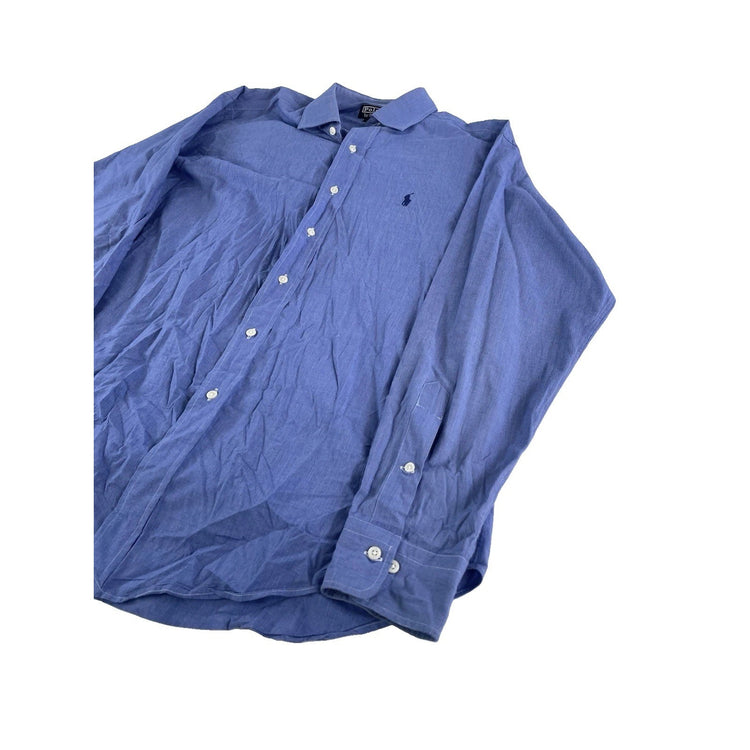 Mens Polo Ralph Lauren Blue Long Sleeve ‘Philip’ Button Down Shirt Size 16.5