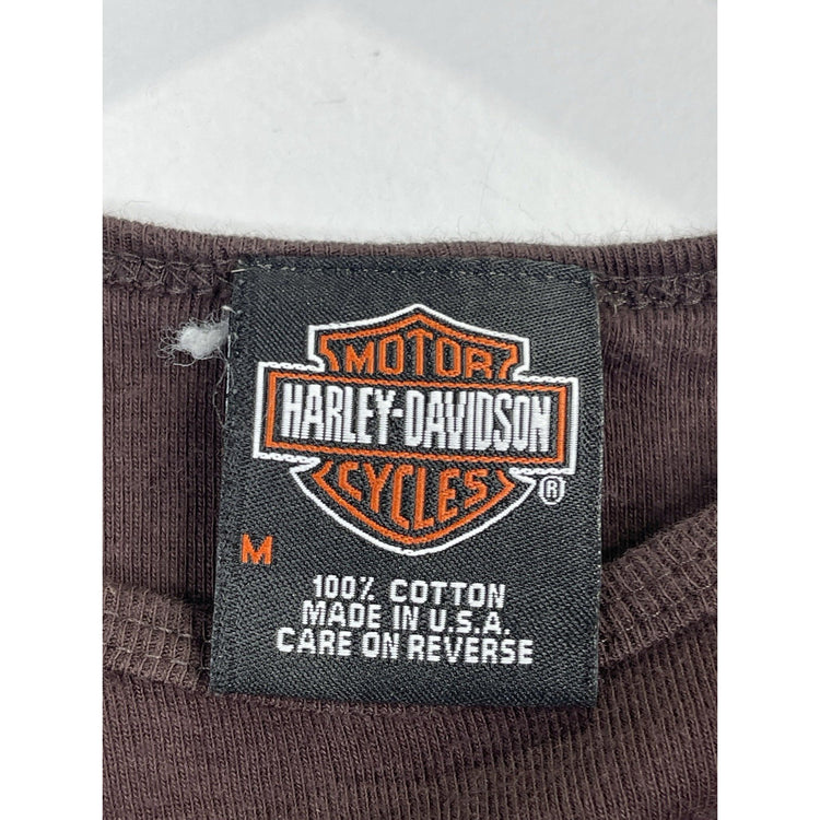 Vintage Y2k 90s Harley Davidson Women’s  Brown Pink Biker T-shirt Size Medium