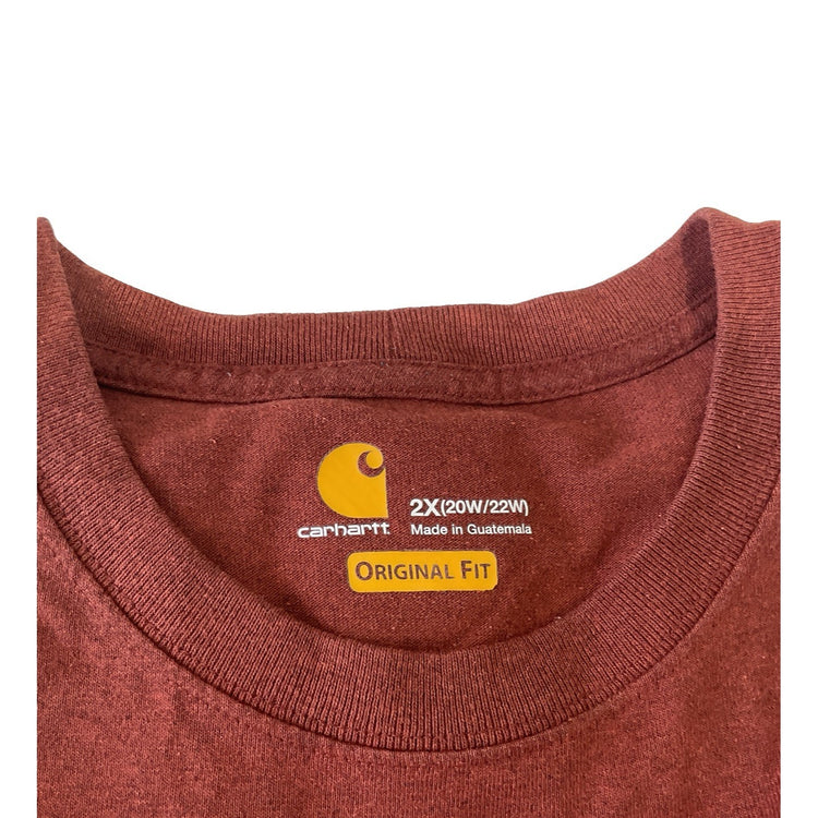 Mens Carhartt Heather Rust Orange Long Sleeve Sleeve Graphic T Shirt Size 2X