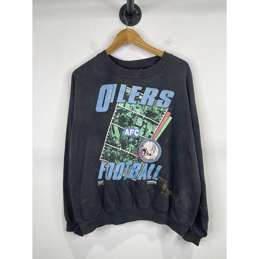 Men’s Vintage 90s Offical Fan Tag Oilers Football Black Sweatshirt Sz XL